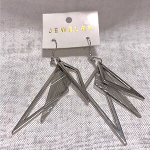 Silver Geometric Dangle Earrings